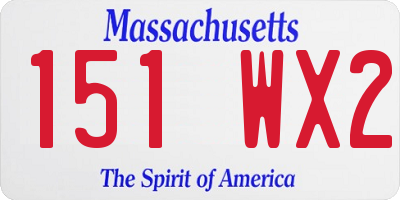 MA license plate 151WX2