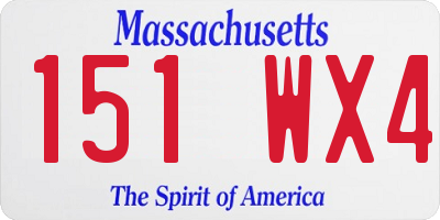 MA license plate 151WX4