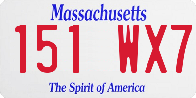MA license plate 151WX7