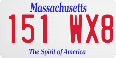 MA license plate 151WX8