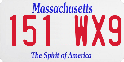 MA license plate 151WX9