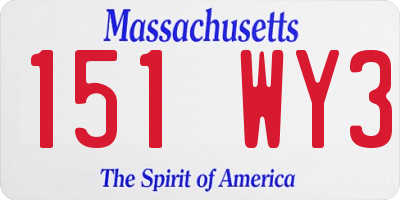 MA license plate 151WY3