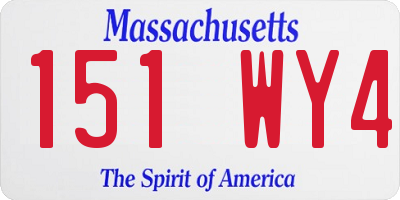 MA license plate 151WY4