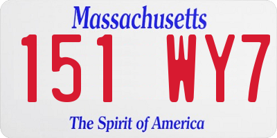MA license plate 151WY7