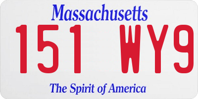 MA license plate 151WY9
