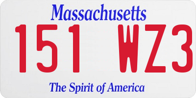MA license plate 151WZ3