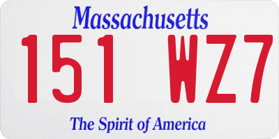 MA license plate 151WZ7