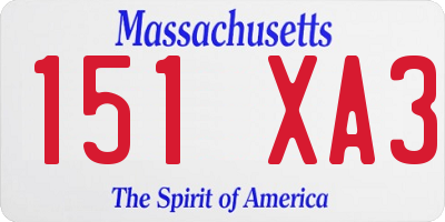 MA license plate 151XA3
