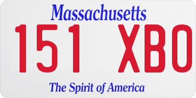 MA license plate 151XB0
