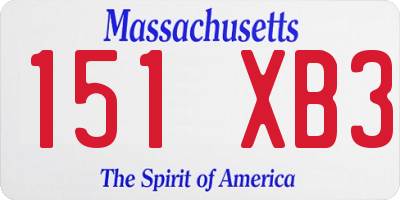 MA license plate 151XB3
