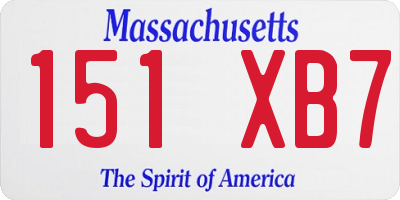 MA license plate 151XB7