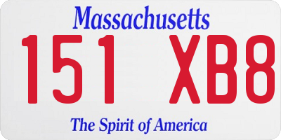 MA license plate 151XB8
