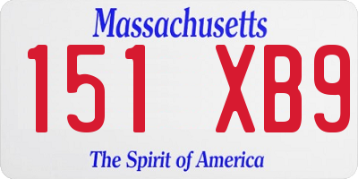 MA license plate 151XB9