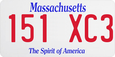 MA license plate 151XC3
