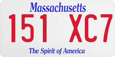 MA license plate 151XC7