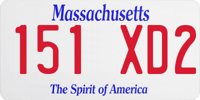 MA license plate 151XD2