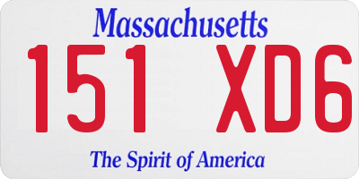 MA license plate 151XD6