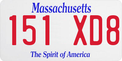 MA license plate 151XD8