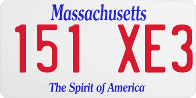 MA license plate 151XE3