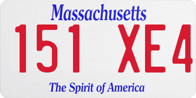 MA license plate 151XE4