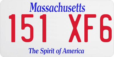 MA license plate 151XF6