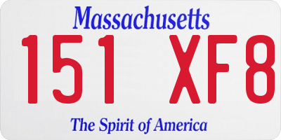 MA license plate 151XF8