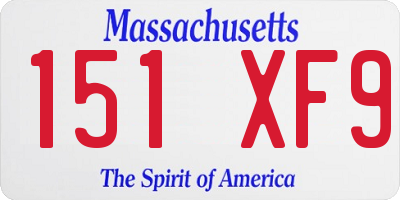MA license plate 151XF9
