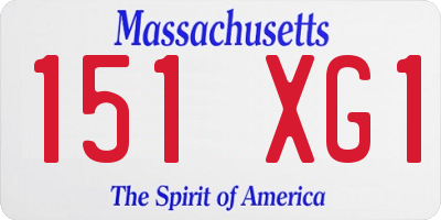 MA license plate 151XG1