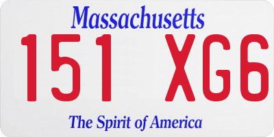 MA license plate 151XG6