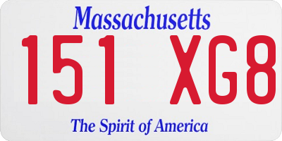 MA license plate 151XG8