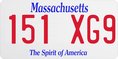 MA license plate 151XG9