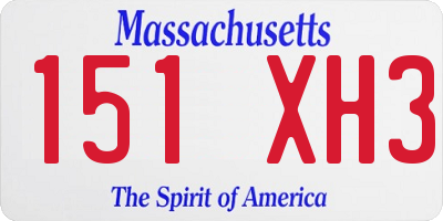 MA license plate 151XH3