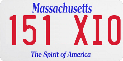 MA license plate 151XI0