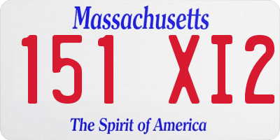 MA license plate 151XI2