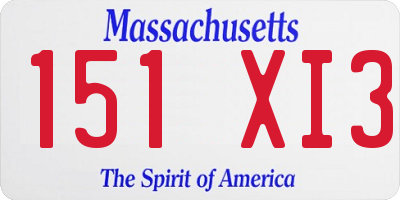 MA license plate 151XI3