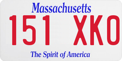 MA license plate 151XK0