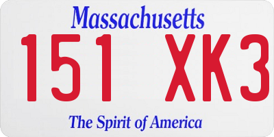 MA license plate 151XK3