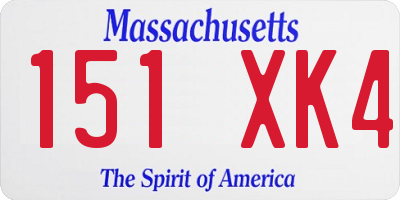 MA license plate 151XK4