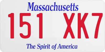 MA license plate 151XK7