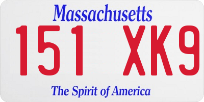 MA license plate 151XK9