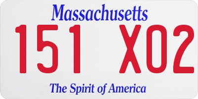 MA license plate 151XO2