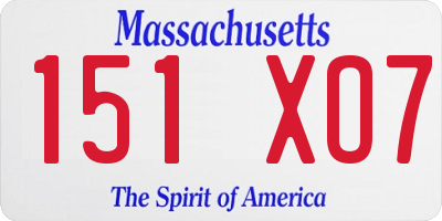 MA license plate 151XO7