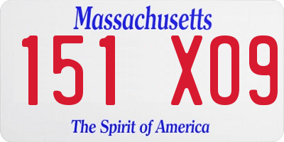 MA license plate 151XO9