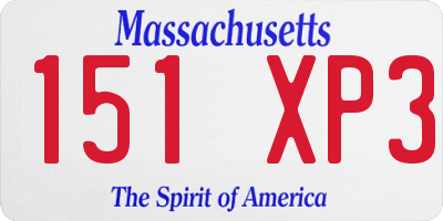 MA license plate 151XP3
