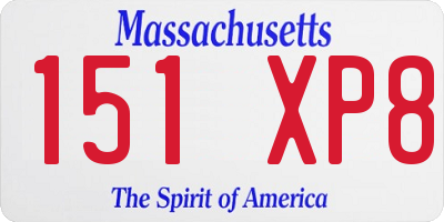 MA license plate 151XP8
