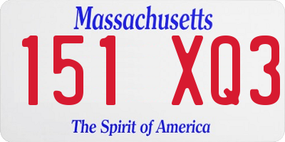 MA license plate 151XQ3