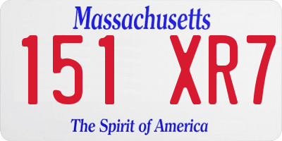 MA license plate 151XR7