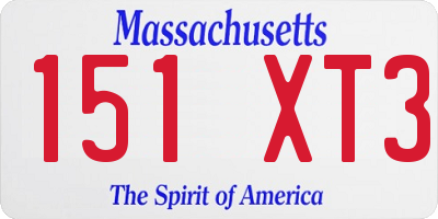 MA license plate 151XT3