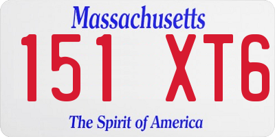 MA license plate 151XT6