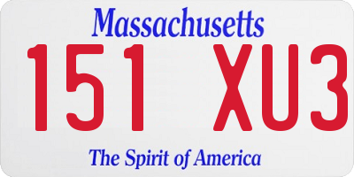 MA license plate 151XU3